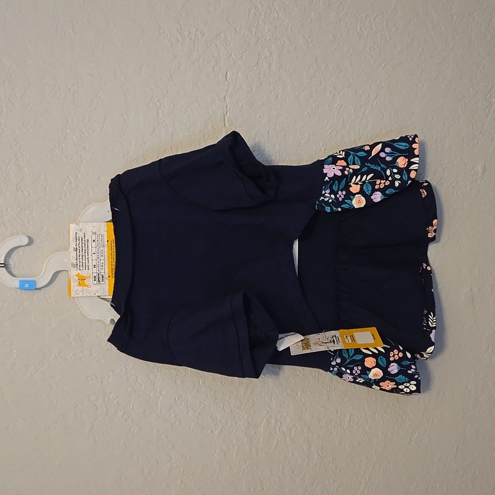 Peanuts Navy Pet Dress with Floral Accents, Size Medium - Picture 3 of 5